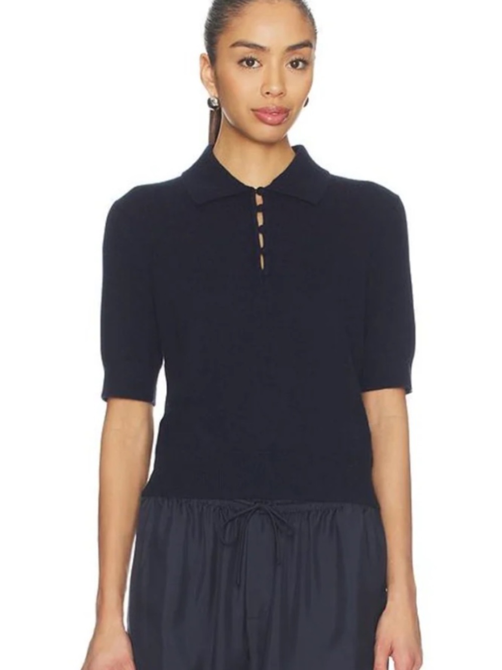 White & Warren Cashmere Button Polo